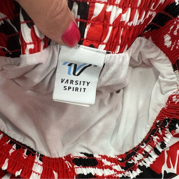varsity spirit cheer Stylish Red Black Tie-Dye Women's track Shorts sz small - Picture 2 of 5